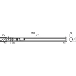LED-työpistevalaisin Airam Handy 1100, 14W/830/840, 1100x74mm, 2-osainen pistorasia+kytkin, IP21, valkoinen/opaali