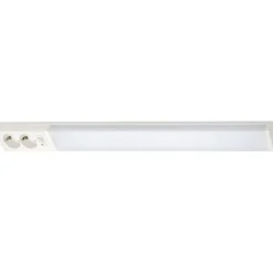 LED-työpistevalaisin Airam Handy 750, 11W/830/840, 750x74mm, 2-osainen pistorasia+kytkin, IP21, valkoinen/opaali