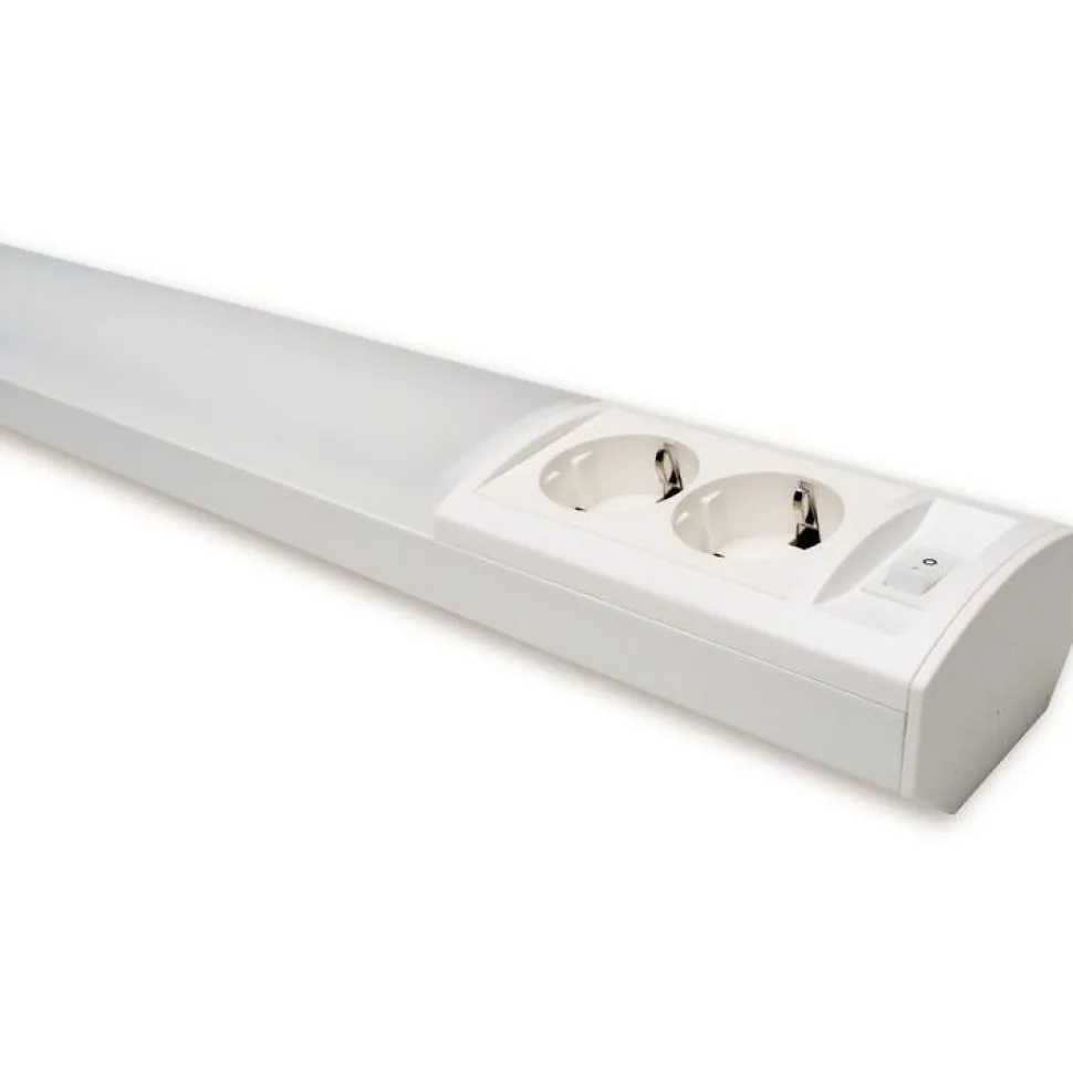 LED-työpistevalaisin Ensto Ami AL122L450 6W/830/840 452mm 2-osainen pistorasia+kytkin valkoinen