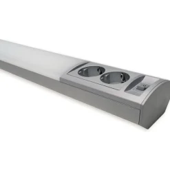 LED-työpistevalaisin Ensto Ami ALH122L550 9W/830/840 550 mm 2-osainen pistorasia + kytkin harmaa
