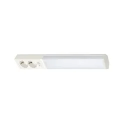 LED-työpistevalaisin Airam Handy 450, 5W/830/840, 450x74mm, 2-osainen pistorasia+kytkin, IP21, valkoinen/opaali