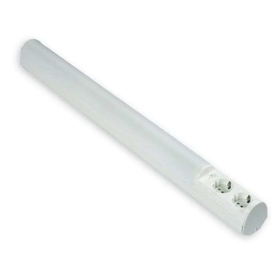 LED-työpistevalaisin Ensto Ali AL13215LED/DW 8W/8DW 615 mm 2-osainen pistorasia + kytkin valkoinen