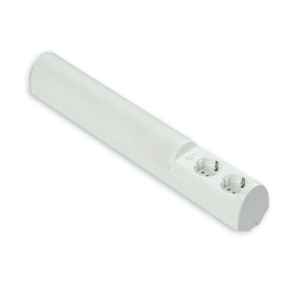 LED-työpistevalaisin Ensto Ali AL13211LED/DW 6W/8DW 475 mm 2-osainen pistorasia + kytkin valkoinen