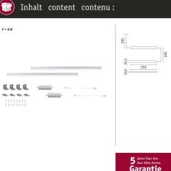 LED-työpistevalaisin jatkosarja Paulmann Inline 350x26mm 3000K 4W 350lm himmennettävä liiketunnistin mattavalkoinen, 2kpl/pkt