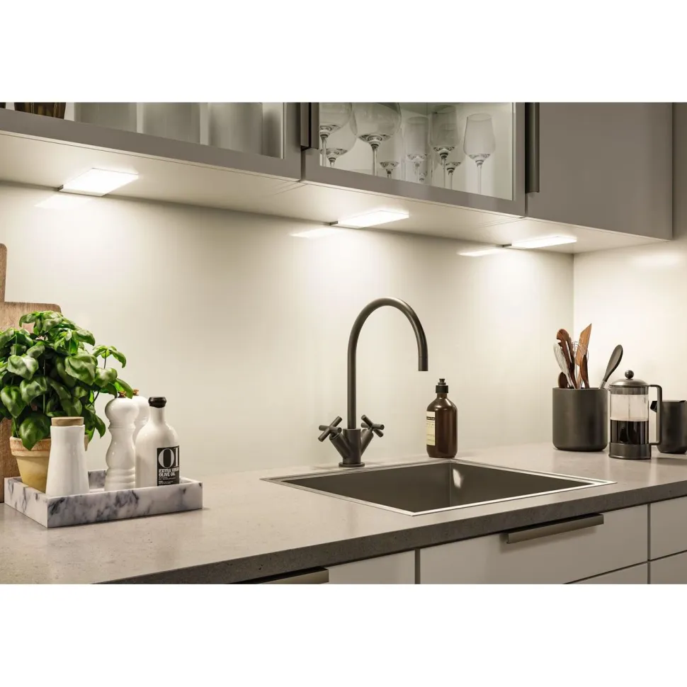 LED-työpistevalaisin Paulmann Bredo 80x190mm liiketunnistin 4000K 2.5W 180lm musta, 3kpl/pkt