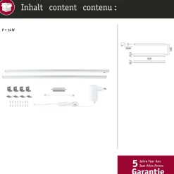 LED-työpistevalaisin Paulmann Inline 350x26mm 3000K 4W 350lm himmennettävä liiketunnistin aloitussarja mattakromi, 2kpl/pkt
