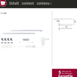 LED-työpistevalaisin Paulmann Inline 350x26mm 2700-6500K 4W 350lm liiketunnistin aloitussarja mattavalkoinen, 2kpl/pkt
