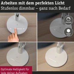 LED-työpöytävalaisin Paulmann Darba, 42.5cm, 4000K, 1150lm, 15W, mattavalkoinen