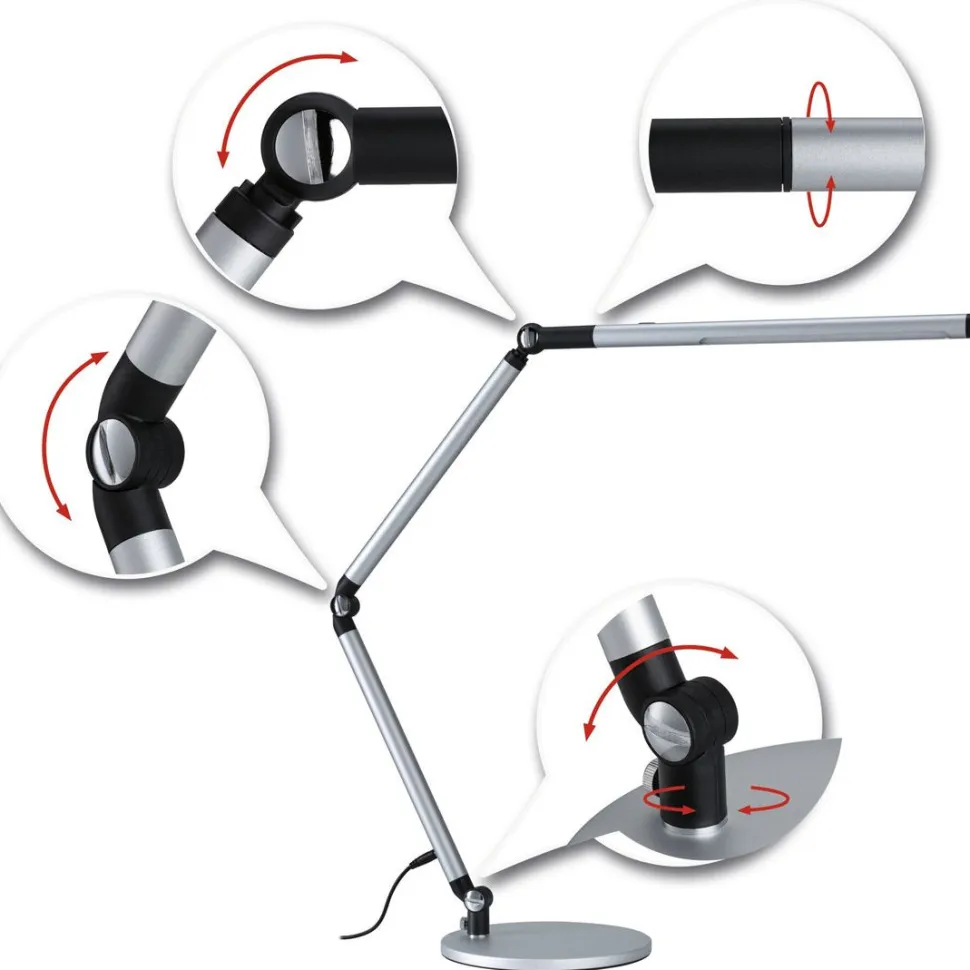 LED-työpöytävalaisin Paulmann FlexBar 3-Step-Dim, 36.2cm, 700lm, 9.5W, säädettävä värilämpötila, mattahopea