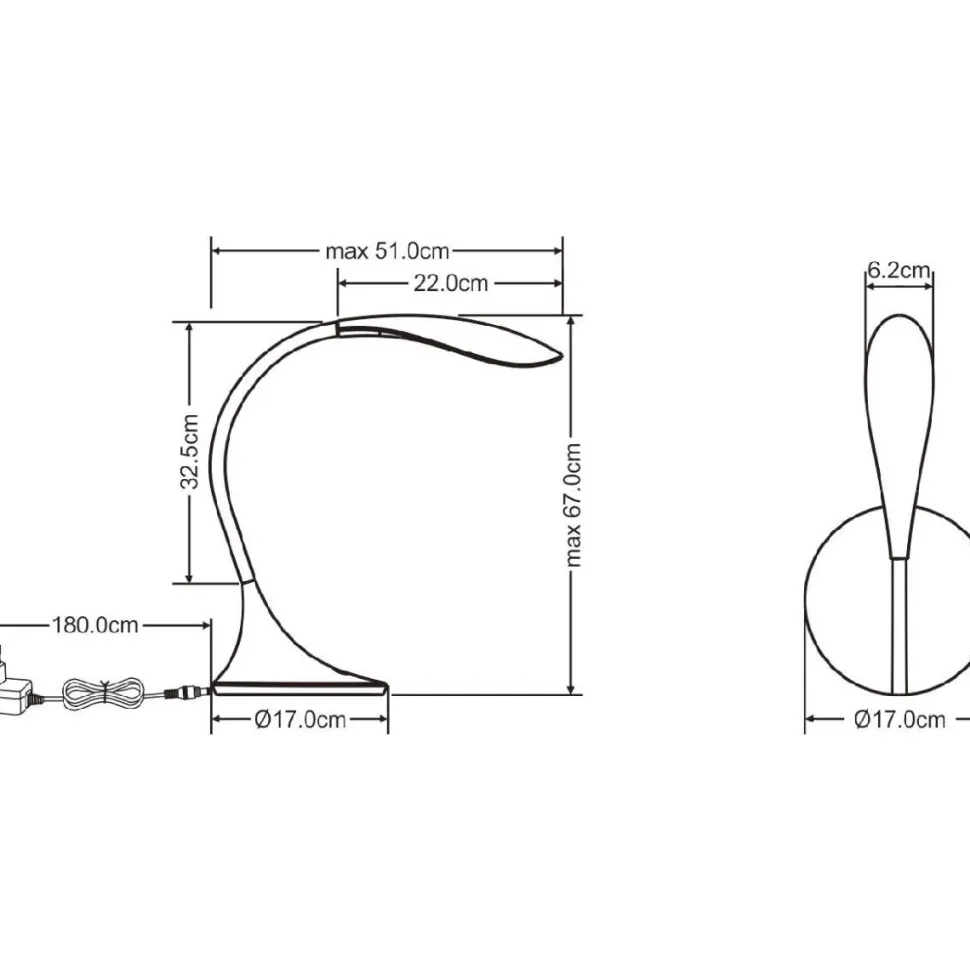 LED-työpöytävalaisin Globo Shannon 51x67cm 5W himmennettävä valkoinen
