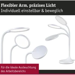 LED-työpöytävalaisin Paulmann Mejan, 60.4cm, 4000K, 1200lm, 15W, mattavalkoinen