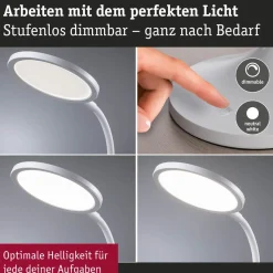 LED-työpöytävalaisin Paulmann Mejan, 60.4cm, 4000K, 1200lm, 15W, mattavalkoinen