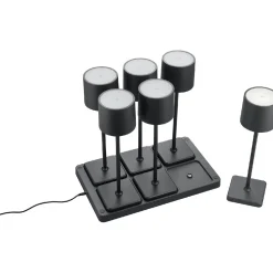 LED-ulkopöytävalaisin Trio Fernandez, 6-os, harmaa, ladattava