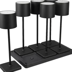 LED-ulkopöytävalaisin Trio Fernandez, 6-os, harmaa, ladattava