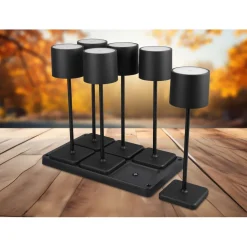 LED-ulkopöytävalaisin Trio Fernandez, 6-os, harmaa, ladattava