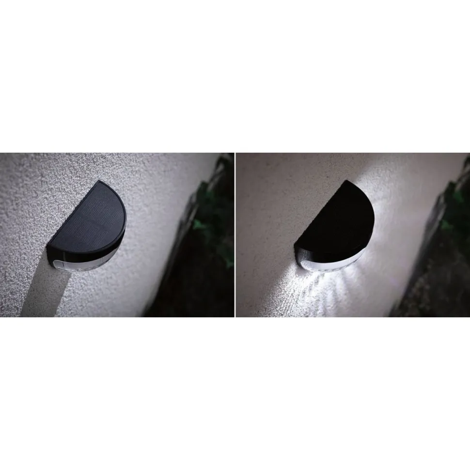 LED-ulkoseinävalaisin aurinkokennolla Paulmann Mimmo, IP44, 6500K, musta