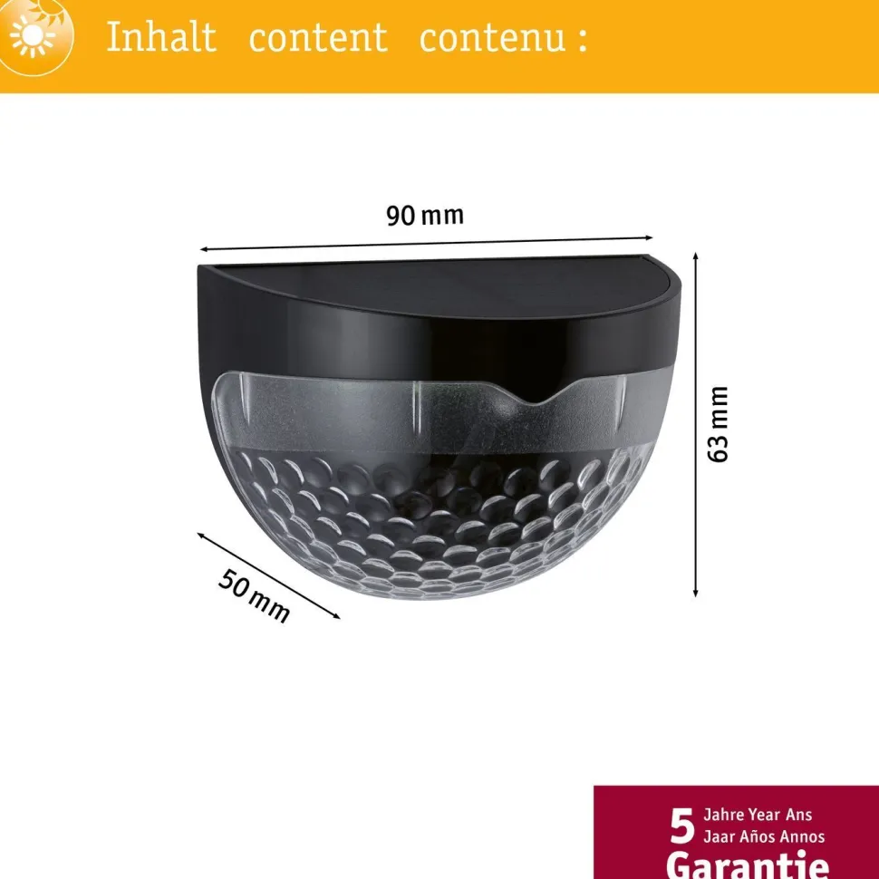 LED-ulkoseinävalaisin aurinkokennolla Paulmann Mimmo, IP44, 6500K, musta