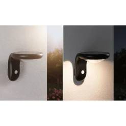 LED-ulkoseinävalaisin aurinkokennolla Paulmann Diskola, IP44, 3000K, hämärätunnistin, antrasiitti