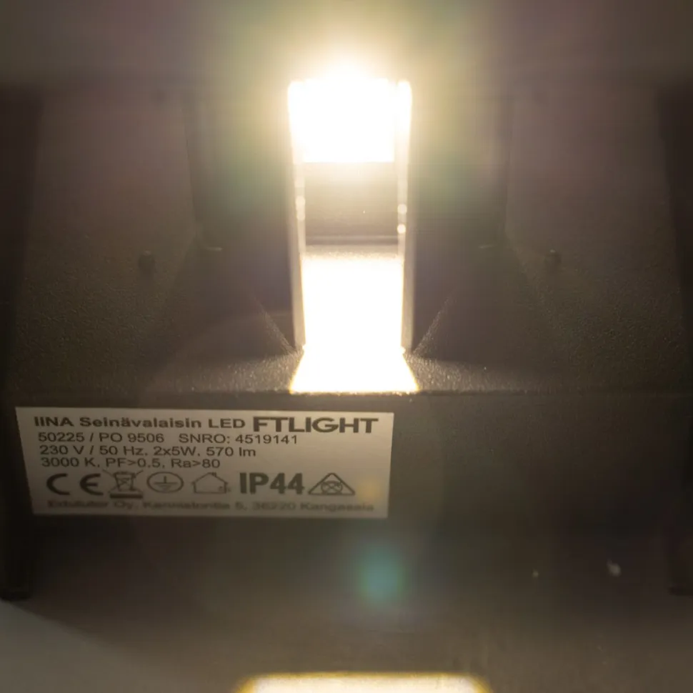 LED-ulkoseinävalaisin FTLIGHT Iina 2x5W 4000K 570lm säädettävä keila musta