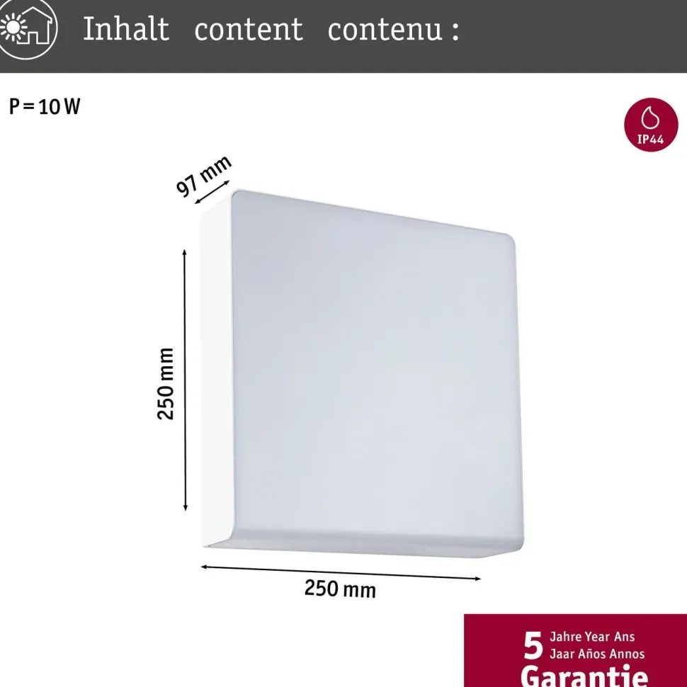 LED-ulkoseinävalaisin liiketunnistimella Paulmann Azalena, IP44, 3000K, korroosionkestävä, valkoinen