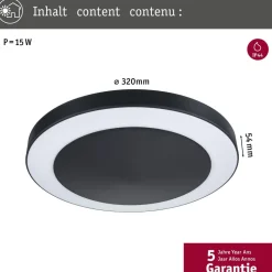 LED-ulkoseinävalaisin liike- ja hämärätunnistimella Paulmann Circula, Smart Home Zigbee 3.0, IP44, 32cm, antrasiitti