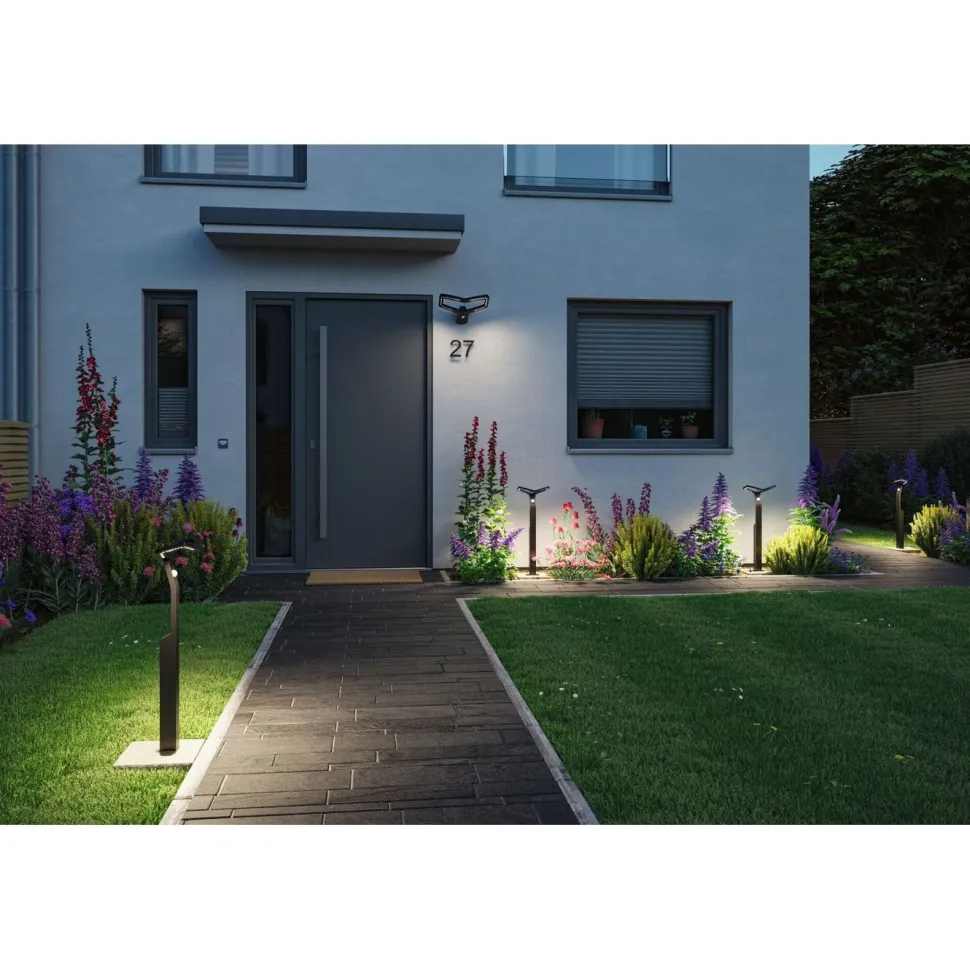 LED-ulkoseinävalaisin Paulmann Alara Smart Home Zigbee 3.0 375x270mm hämäräohjattu liiketunnistin IR RGBW+ 10W 450lm antrasiitti