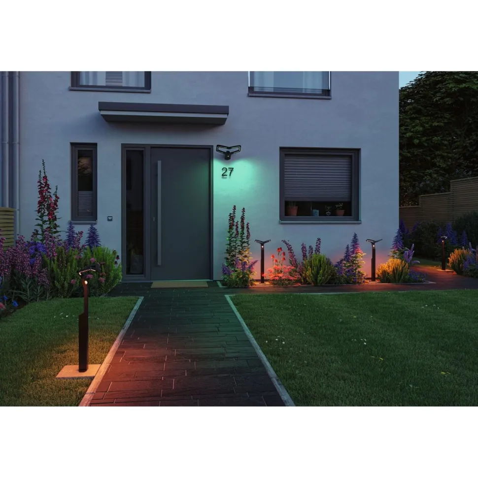 LED-ulkoseinävalaisin Paulmann Alara Smart Home Zigbee 3.0 375x270mm hämäräohjattu liiketunnistin IR RGBW+ 10W 450lm antrasiitti