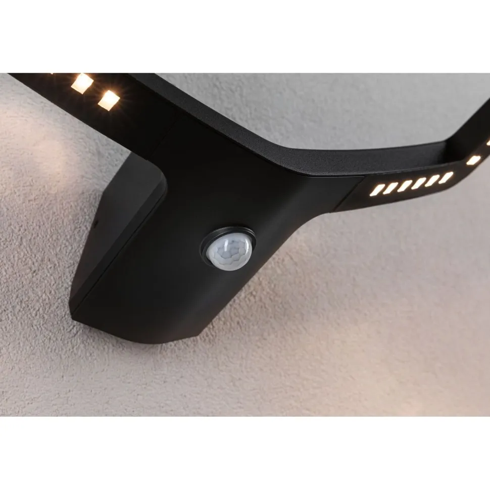 LED-ulkoseinävalaisin Paulmann Alara Smart Home Zigbee 3.0 375x270mm hämäräohjattu liiketunnistin IR RGBW+ 10W 450lm antrasiitti