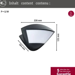 LED-ulkoseinävalaisin Paulmann Skyla Smart Home Zigbee 3.0 226x164mm 2200K-3000K 10W 840lm hämäräohjattu liiketunnistin IR antrasiitti