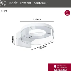 LED-ulkoseinävalaisin Paulmann Capera 231mm 3000K 8/1.2W 700lm hämäräohjattu liiketunnistin IR valkoinen