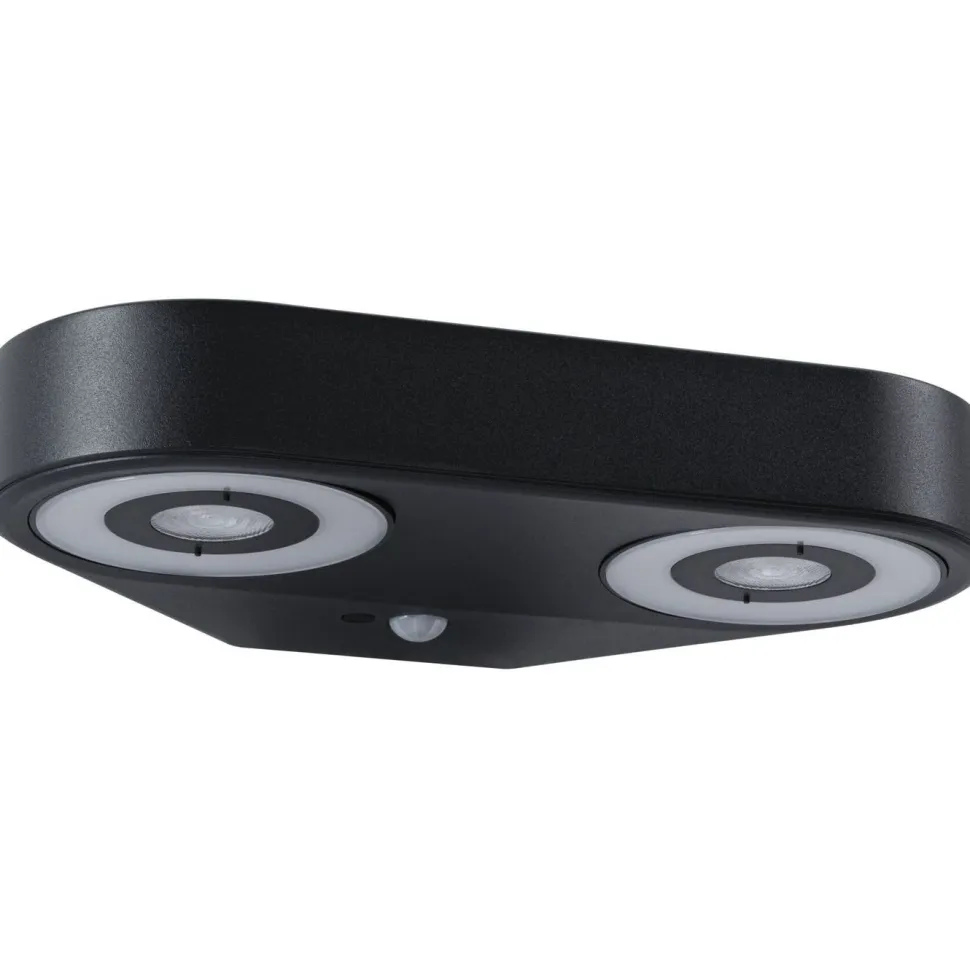 LED-ulkoseinävalaisin Paulmann Silma 2-osainen 280x176mm 3000K 2x5.5/2x0.7W 2x600lm hämäräohjattu liiketunnistin IR antrasiitti