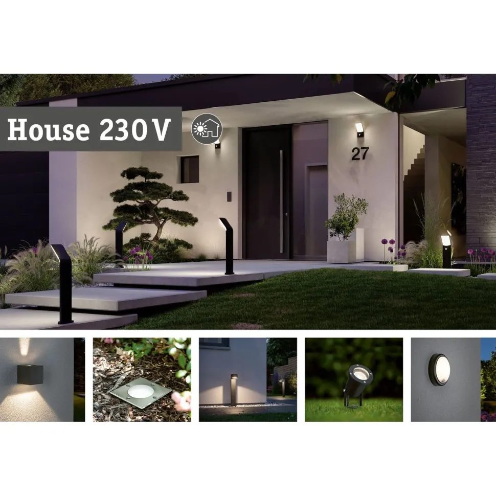 LED-ulkoseinävalaisin Paulmann Silma 2-osainen 280x176mm 3000K 2x5.5/2x0.7W 2x600lm hämäräohjattu liiketunnistin IR antrasiitti