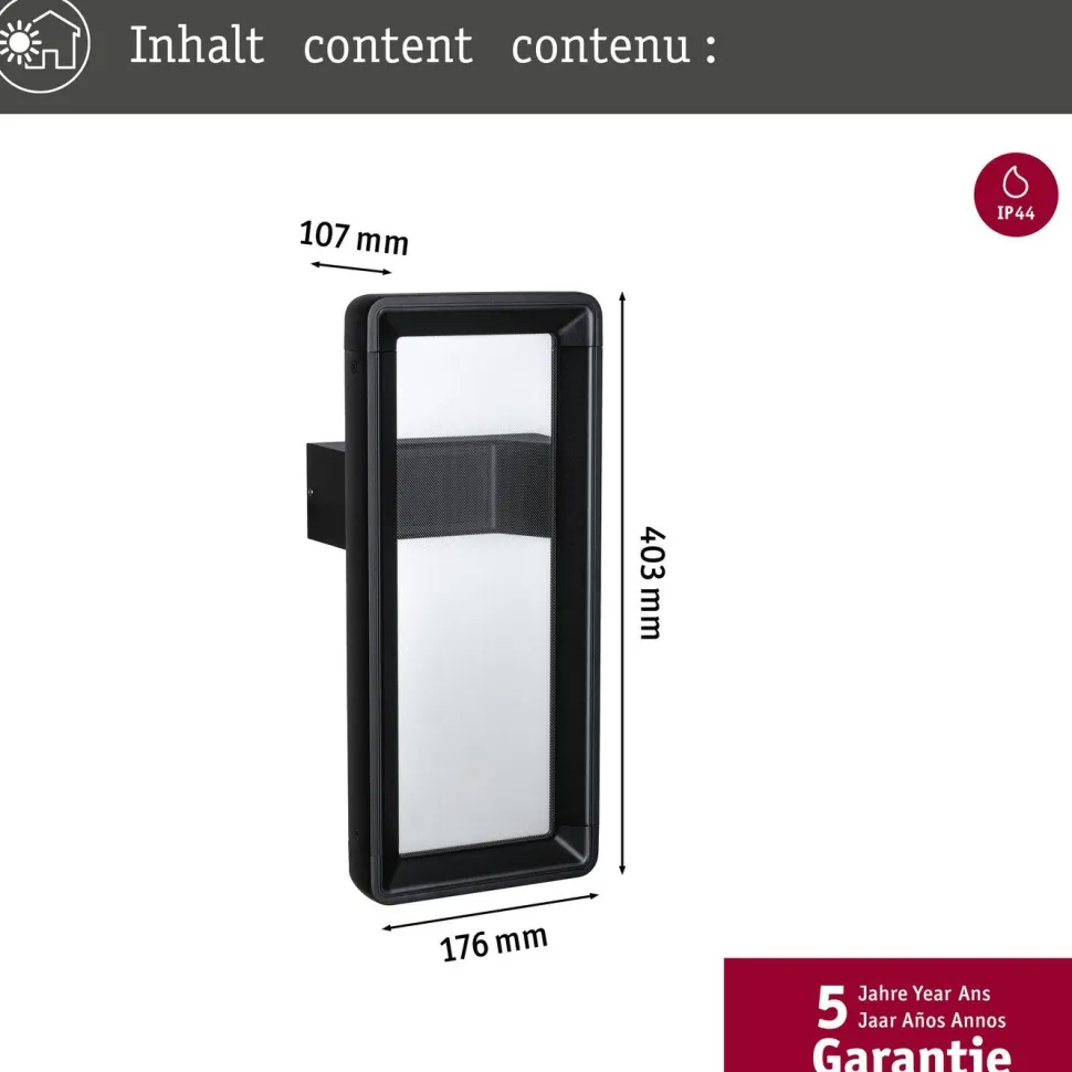LED-ulkoseinävalaisin Paulmann Reana 176x107mm 3000K 2x3W 2x130lm hämäräohjattu liiketunnistin HF antrasiitti