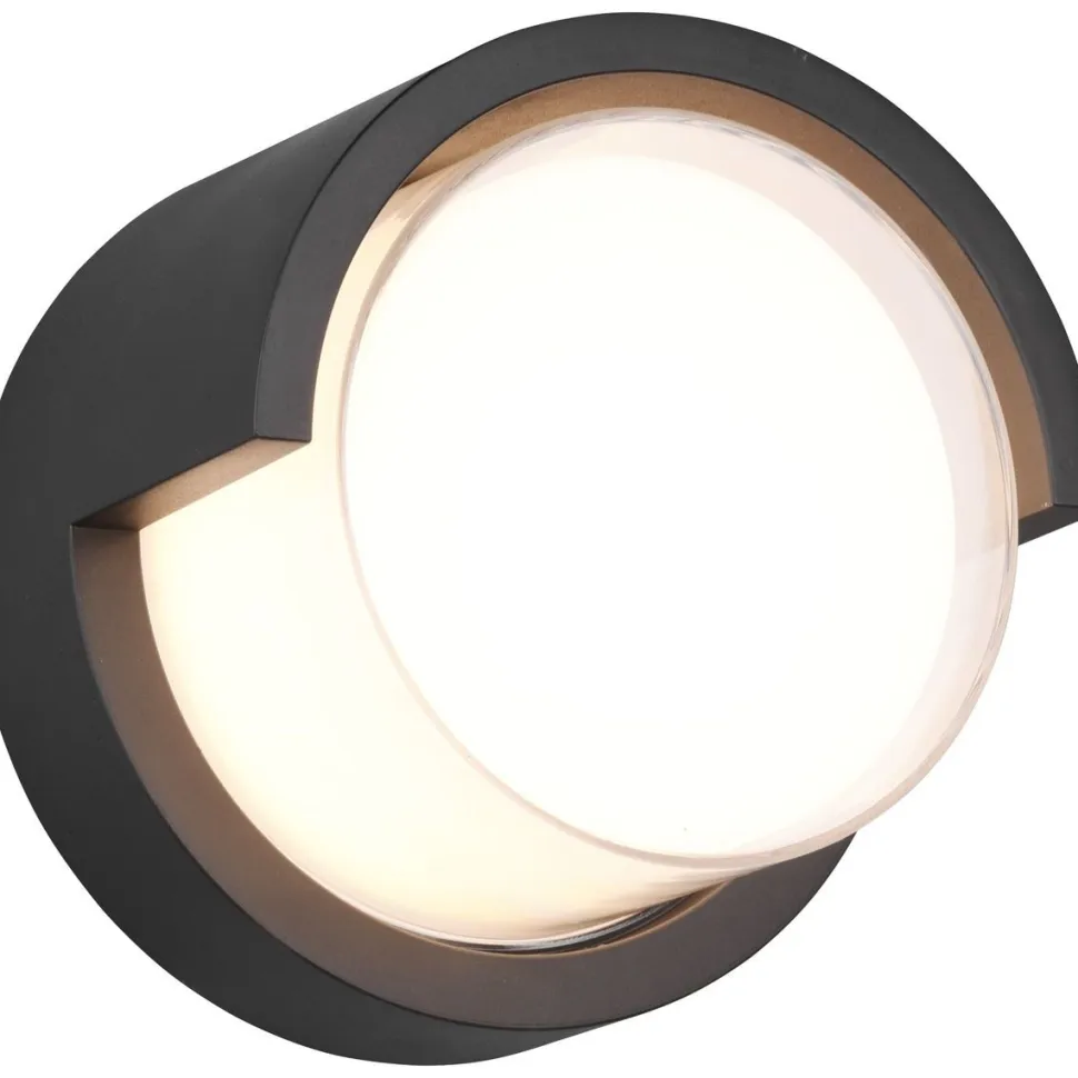 LED-ulkoseinävalaisin Trio Puno pyöreä mattamusta