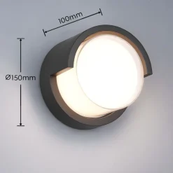 LED-ulkoseinävalaisin Trio Puno pyöreä mattamusta