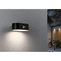 LED-ulkoseinävalaisin aurinkokennolla Paulmann Adya, IP44, 3000K, liiketunnistin, musta