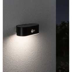 LED-ulkoseinävalaisin aurinkokennolla Paulmann Adya, IP44, 3000K, liiketunnistin, musta