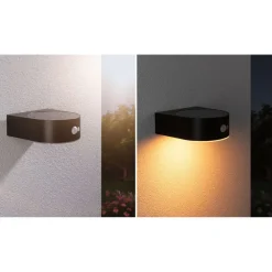 LED-ulkoseinävalaisin aurinkokennolla Paulmann Eileen, IP44, 2200K, liiketunnistin, musta