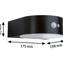 LED-ulkoseinävalaisin aurinkokennolla Paulmann Eileen, IP44, 2200K, liiketunnistin, musta