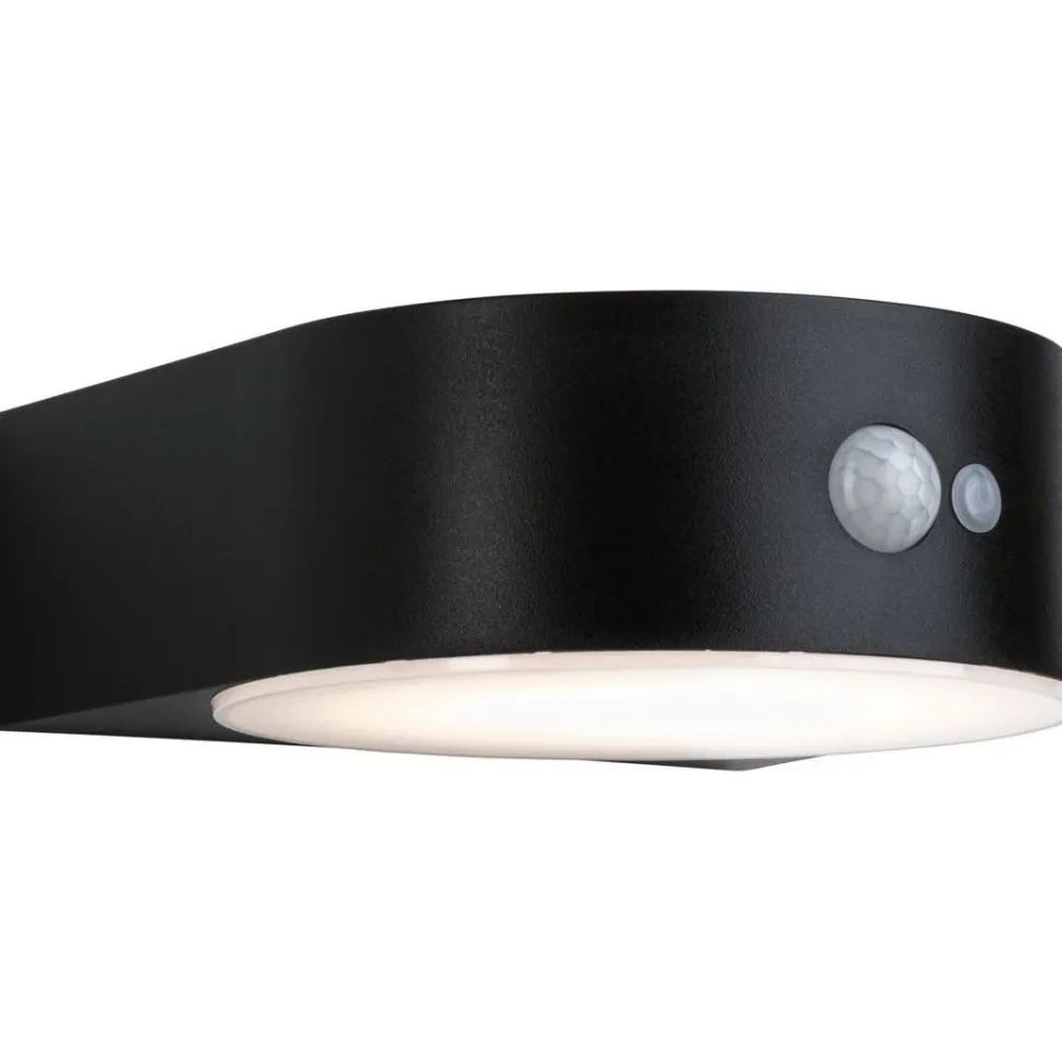 LED-ulkoseinävalaisin aurinkokennolla Paulmann Eileen, IP44, 3000K, liiketunnistin, musta