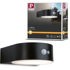 LED-ulkoseinävalaisin aurinkokennolla Paulmann Eileen, IP44, 3000K, liiketunnistin, musta