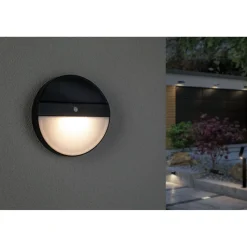 LED-ulkoseinävalaisin aurinkokennolla Paulmann Elios, IP44, 3000K, liiketunnistin, antrasiitti