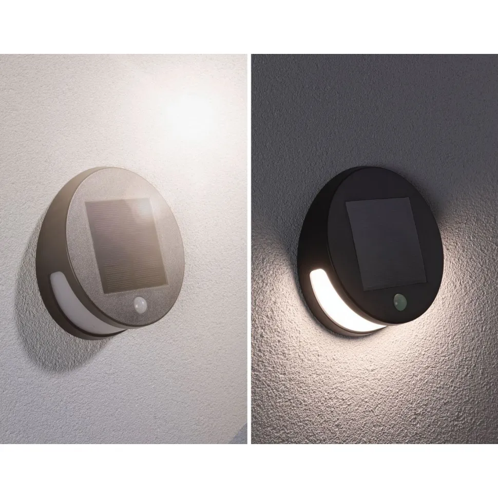 LED-ulkoseinävalaisin aurinkokennolla Paulmann Helena, IP44, 3000K, liiketunnistin, antrasiitti
