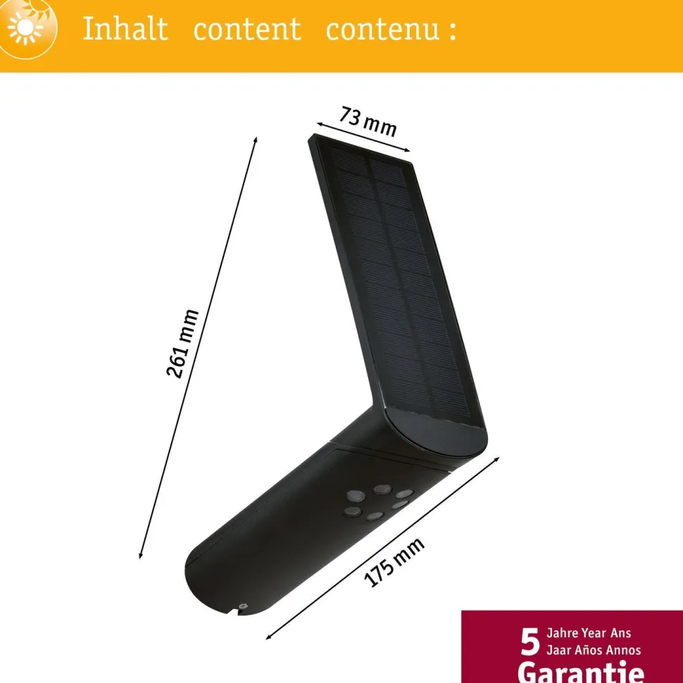 LED-ulkoseinävalaisin aurinkokennolla Paulmann Ilias, IP44, 3000K, liiketunnistin, antrasiitti