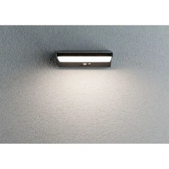 LED-ulkoseinävalaisin aurinkokennolla Paulmann Ronas, 18x15cm, IP44, 3000K, liiketunnistin, tummanharmaa