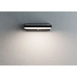 LED-ulkoseinävalaisin aurinkokennolla Paulmann Ronas, 18x25cm, IP44, 3000K, liiketunnistin, tummanharmaa