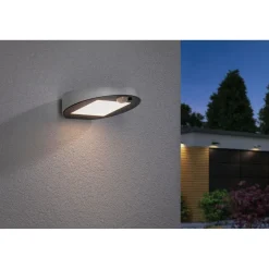 LED-ulkoseinävalaisin aurinkokennolla Paulmann Ryse, IP44, 3000K, liiketunnistin, antrasiitti