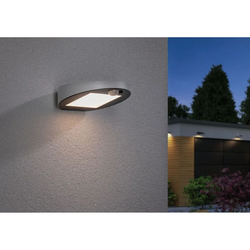LED-ulkoseinävalaisin aurinkokennolla Paulmann Ryse, IP44, 3000K, liiketunnistin, antrasiitti