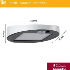 LED-ulkoseinävalaisin aurinkokennolla Paulmann Ryse, IP44, 3000K, liiketunnistin, antrasiitti