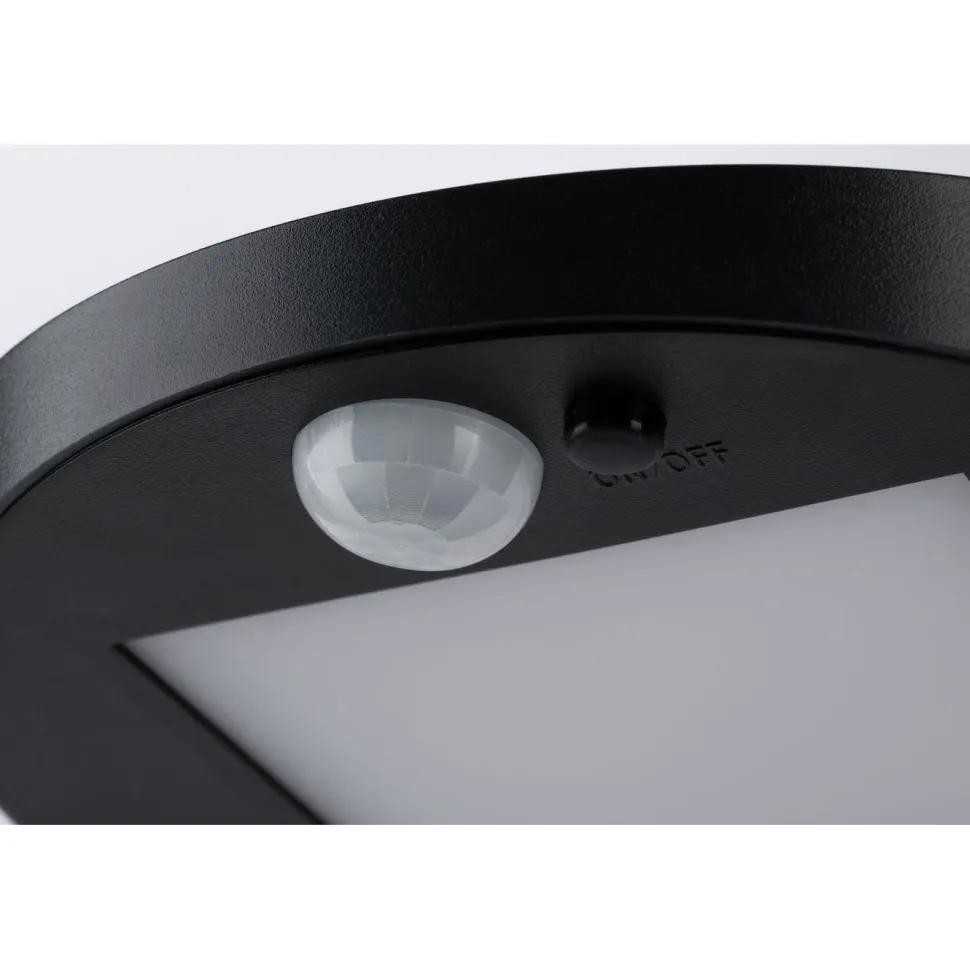 LED-ulkoseinävalaisin aurinkokennolla Paulmann Ryse, IP44, 3000K, liiketunnistin, antrasiitti